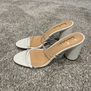 Lulu's Dakyana White Snake Print High Heel Sandals Size 9- Never worn